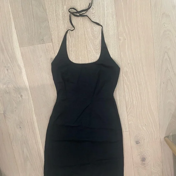 slim fit dress slacks Liz Claiborne Size 10 Black Cotton Vintage Halter Dress – Evilena's Red  Dresser main image 0